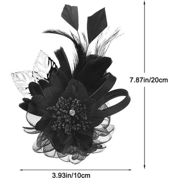 WOMEN'S Fascinator Feather Tea Party Hat N-Black - Picture 2 of 7